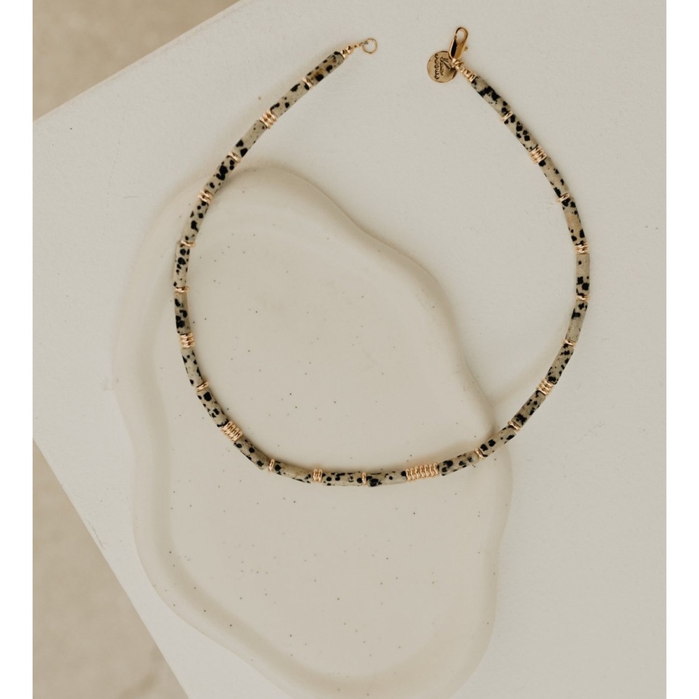 Van Palma Leopard Print Beaded Necklace